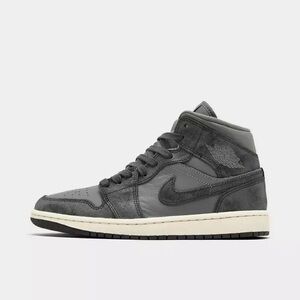 Nike Women's Air Jordan 1 Mid SE Sneakers Shoes - Smoke Grey FJ3448 001 - Size 7